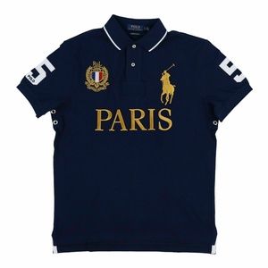 NWT POLO RALPH LAUREN CREST PARIS SHIRT NAVY GOLD